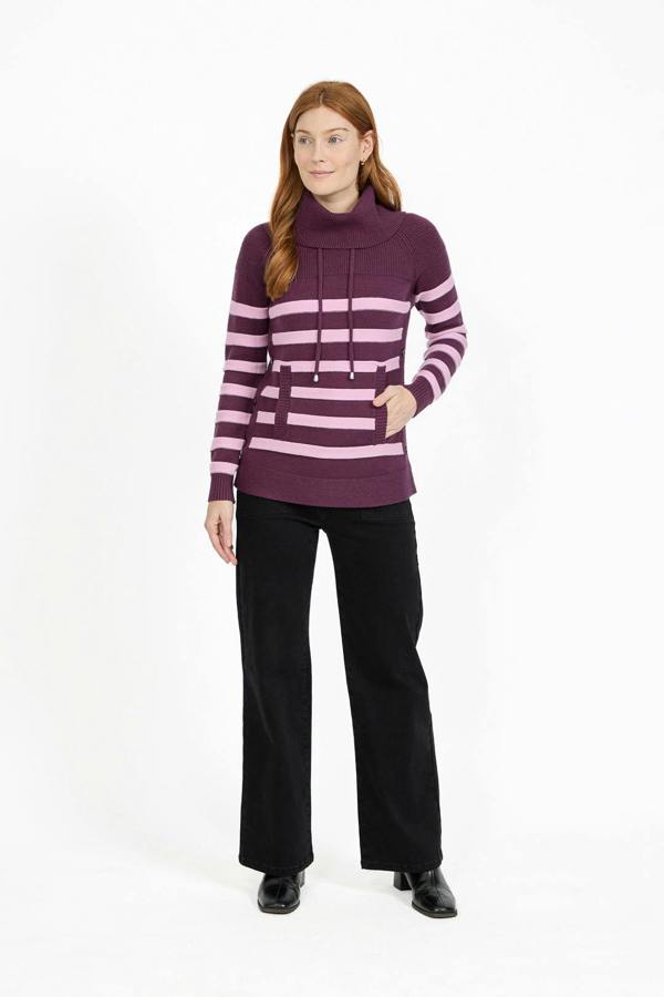 Mudflower Stripe Knit Cowl Neck Jumper