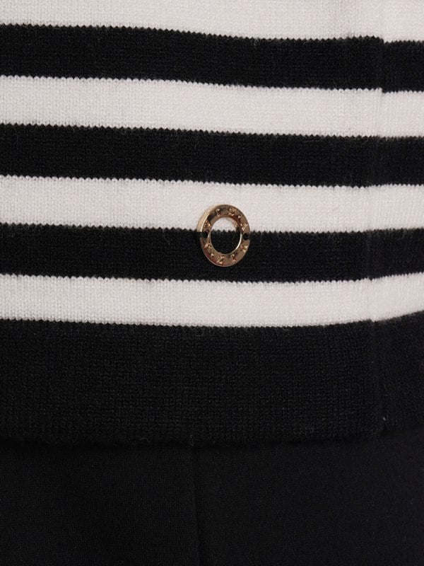 VIZ-A-VIZ Shoulder Button Detail Striped Jumper