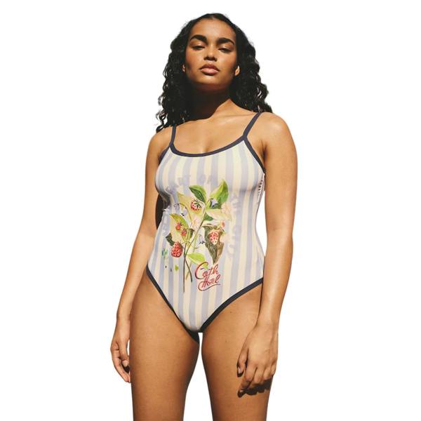 Cath Kidston Womens/Ladies Contrast Striped One Piece Swimsuit - Blue - 