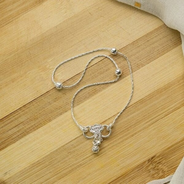 The Colourful Aura Sterling Silver Bead Summer Indie Boho Silver Indian Payal Anklet