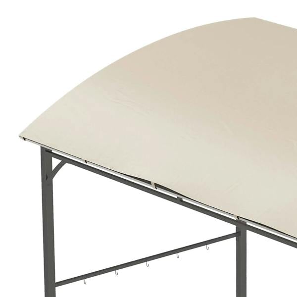 Beige gazebo canopy roof panel with metal edge trim and hanging hook line