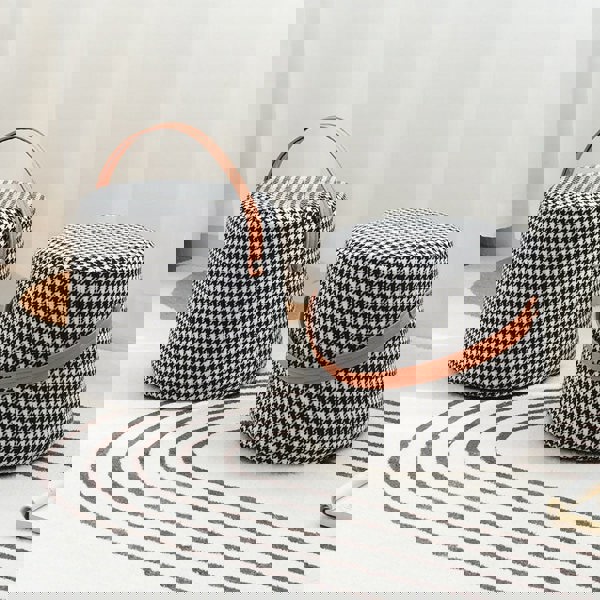 Houndstooth Round Footstool-Rit Concept-Rit Concept