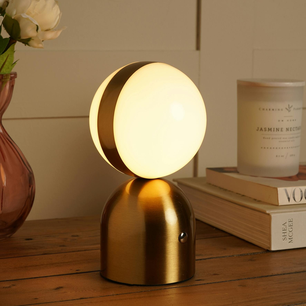 Hestia Bronze Glass Ball USB LED Touch Table Lamp