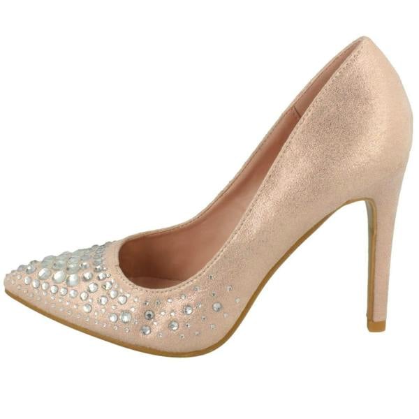 Spot On Ladies Spot On Diamante Court Shoes F90061