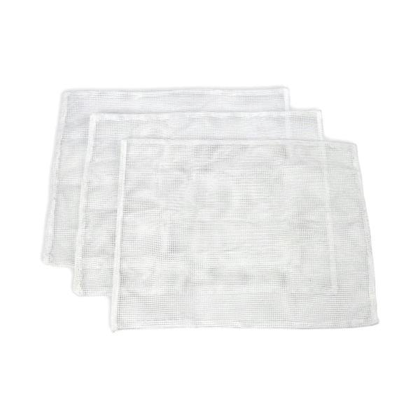 Set of three white mesh bags designed for use with the KuKoo Fruit Crusher and 18 Litre Fruit Press for easy fruit processing