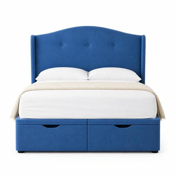 Great British Beds Cidra Divan Ottoman Bed - Blue Plush
