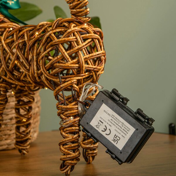 Samuel Alexander 37cm Battery Operated Light up Brown Christmas Reindeer with Red Nose & 40 Warm White LEDs