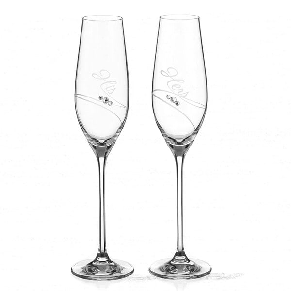 Matching his and hers champagne flutes