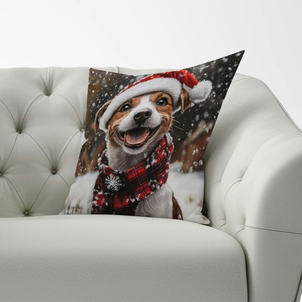 Warren Reed Snowy Christmas Jack Russell Cushion