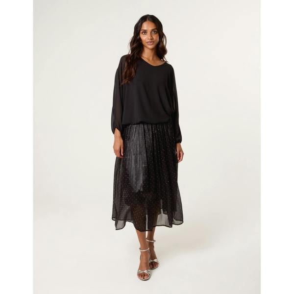 Blue Vanilla Shimmery Stud Detailed Tulle Skirt