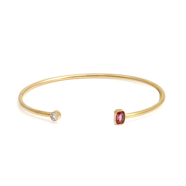 Say It With February Amethyst Birthstone Bangle - Yellow Gold Plated