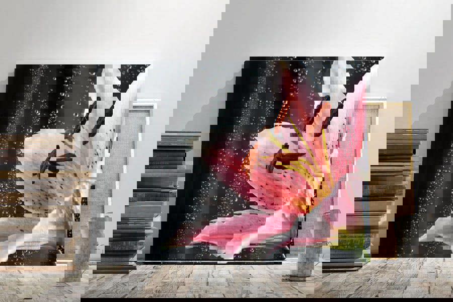 pink lily flower printed on canvas