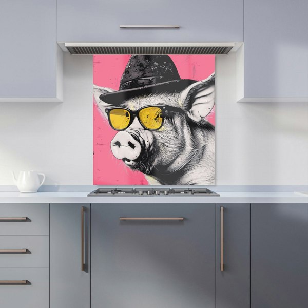 Warren Reed - Designer Pig In A Hat And Glasses Kitchen Splashback