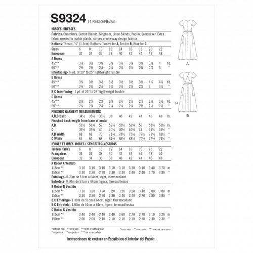 Simplicity Sewing Pattern 9324, Dresses for Women, H5 (6-8-10-12-14) - Easy