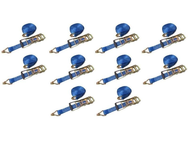 Ergo Ratchet Tie Down Straps 50MM 5T 8M X10 (Reverse Pull Down Lashing Belt with Claw Hook 5000KG)