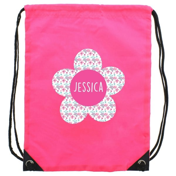 Personalised Memento Company Personalised Flower Pink Kit Bag