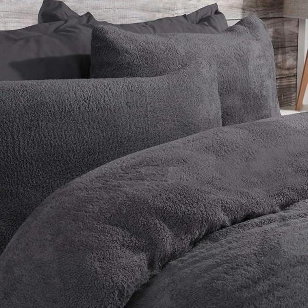 Dyzi Single Size Chevron Fleece Ultra Soft Duvet Cover Set Warm Bedding