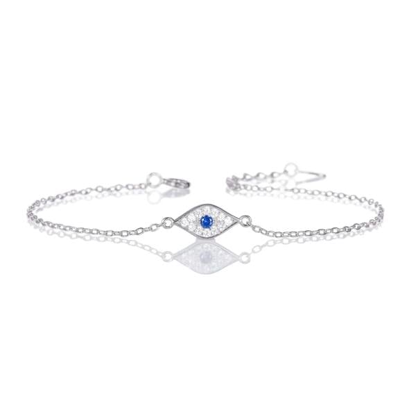 namana 925 Sterling Silver Evil Eye Bracelet with Cubic Zirconia For Women
