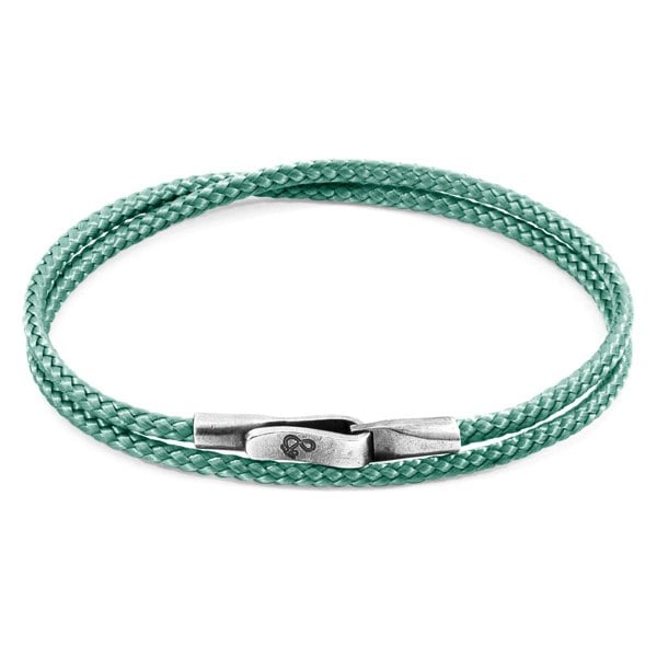 Anchor & Crew Mint Green Liverpool Silver and Rope Bracelet