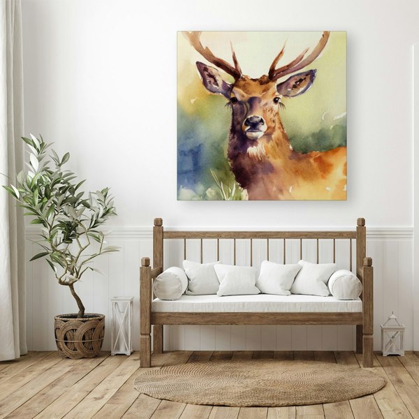 Warren Reed Splendid Stag Watercolour Canvas