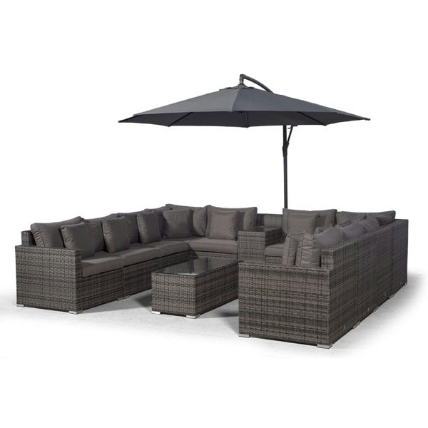 Giardino Havana 10 Seat Rattan Sofa Set w/ Armrest Drinks Cooler and Coffee Table