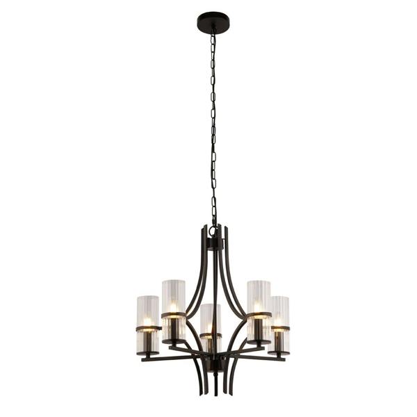 Pagazzi Lighting Davina 5 Light Black Pendant Chandelier Ceiling Light