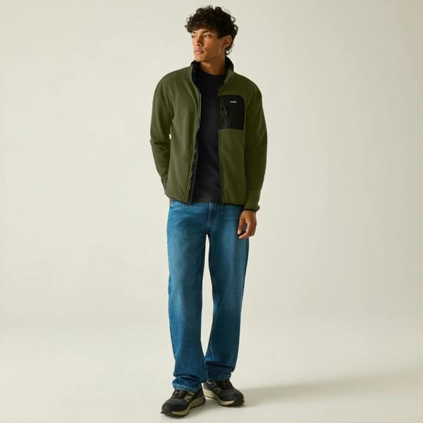 Regatta Mens Frankie Full Zip Fleece Jacket - Dark Khaki/Black
