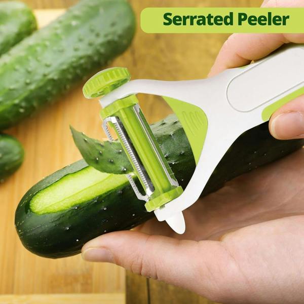 Top 3 3-in-1 Food Straight Julienne Serrated Peeler for Vegetables and Fruit