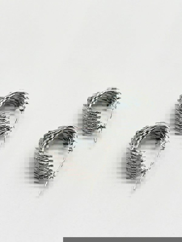 SVNX Ribbed Hoops in Silver Colour