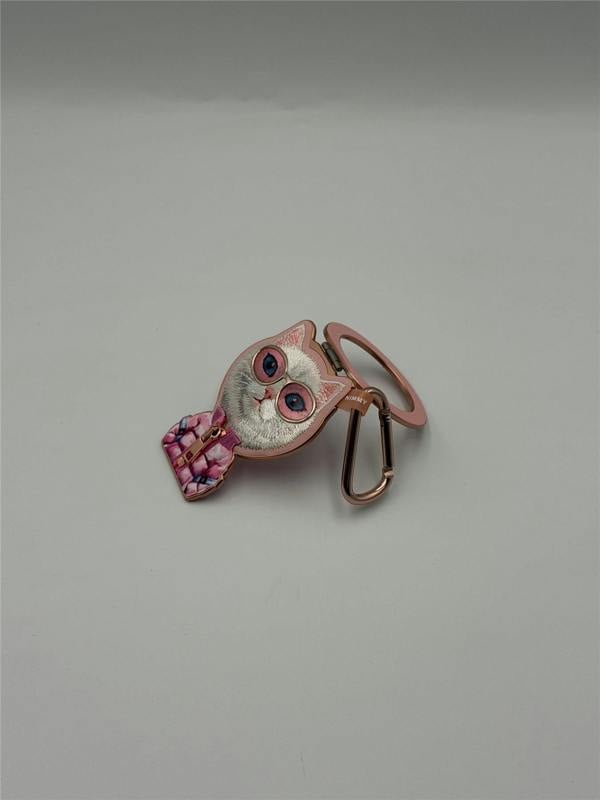 Nimmy Friends Nimmy Cool & Cute 2.0 White Rich & Beauty Cat Embroidery Magnetic Stand with MagSafe Pink - N-KM-BSZJ-04