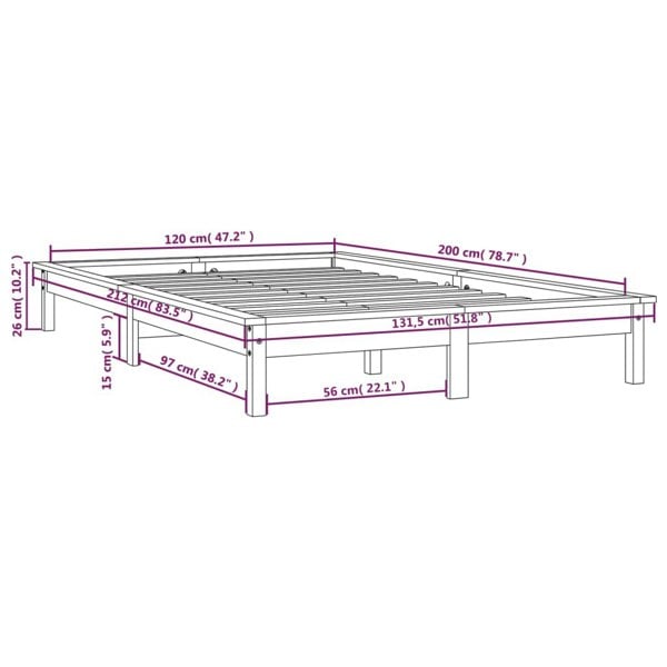 Berkfield Bed Frame White 120x200 cm Solid Wood Pine