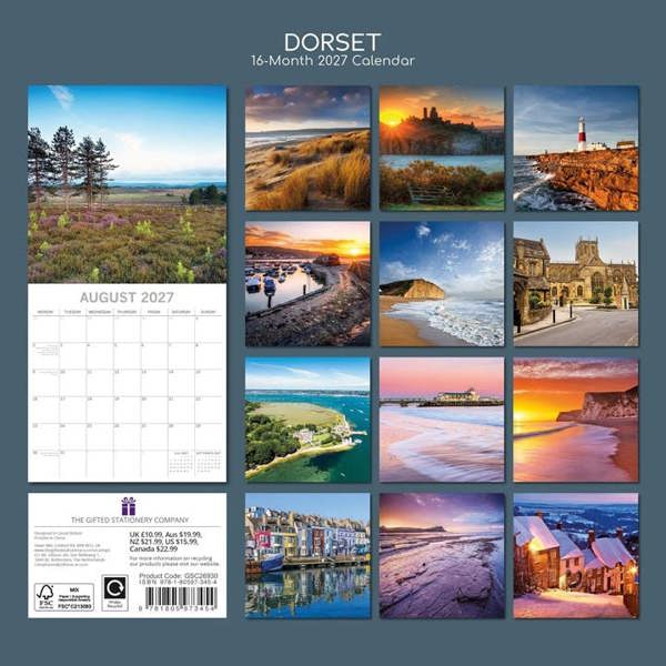 Dorset Calendar 2027, Wall Calendars, Month To View, Travel, Gift