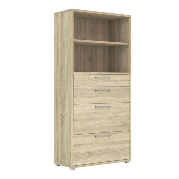 Wyld Haus Dris Natural Oak Wood Effect Bookcase 1 Shelf 4 Drawers