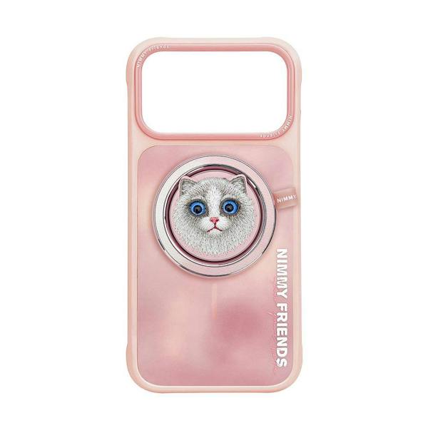 Nimmy Friends Nimmy Big Eye Cute Pet Ragdoll Cat Face Case with Detachable MagSafe Grip for iPhone 17 Pro Max 6.9" Pink