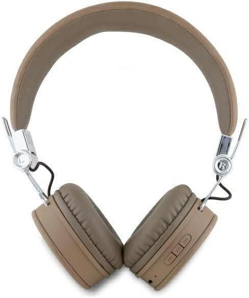 Guess Grained Classic Round Shape Bluetooth On Ear ENC Headphone Brown - GUBH70PGTSPSW
