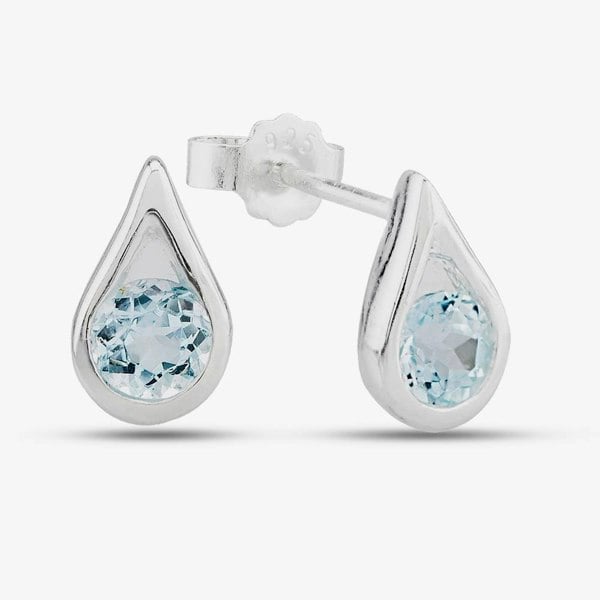 T. H. Baker Topaz Set Silver Earrings
