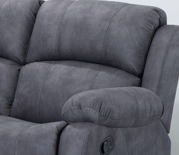 Alaska Full Fabric Reclining Sofa Suite 3 + 2 - Grey - 3
