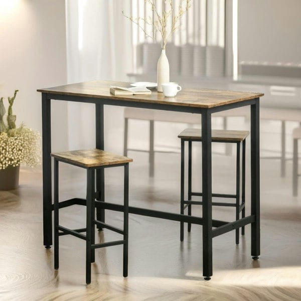 Rafaelo Mobilia Industrial 2PC Bar Stools Counter Height Rustic Brown