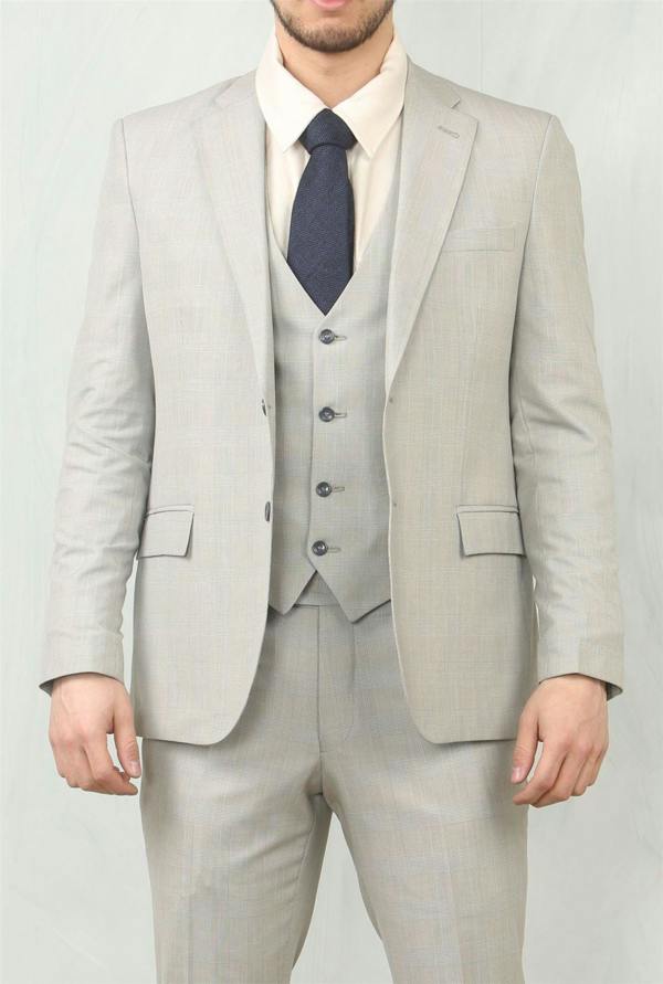 Infinity Leather Men's 3 Piece Prince Of Wales Grey Suit Workwear