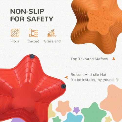 Bobobiy Balance Stepping Stones Kids, 6-Piece Starfish Style Non-slip Obstacle Course, Garden Sensory Toys for Toddler 3-8 Years