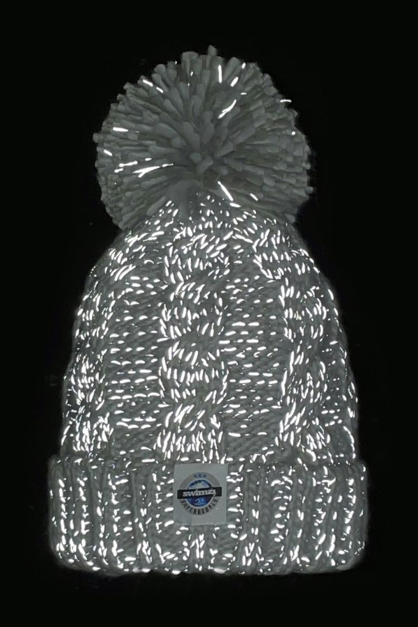 SuperBobble Swimzi Cable Knit Beanie Hat - Silver Grey