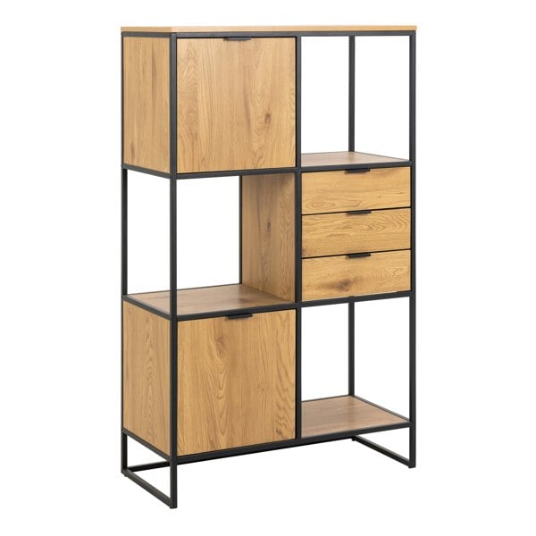 Furniture To Go Swindon Bookcase with 2 Doors, 3 drawers and 1 Shelves in Black