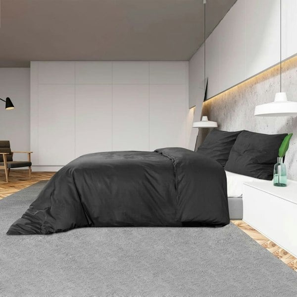 Berkfield Duvet Cover Set Black 135x200 cm Light-weight Microfiber
