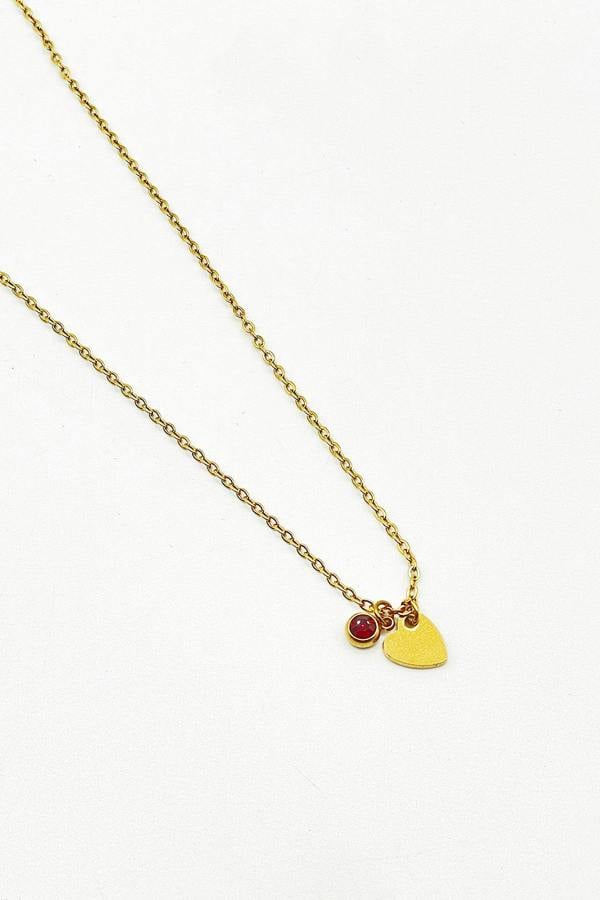 SVNX Mini Heart & Janurary Birthstone Necklace in Gold - Gift Boxed