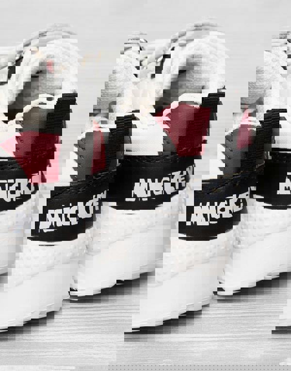 Disney Boys White Mickey Mouse Creeping Print Velcro Trainers