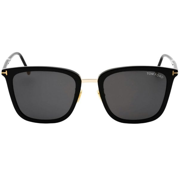 Tom Ford Asian Fit Smoke Grey Lens Shiny Black Sunglasses