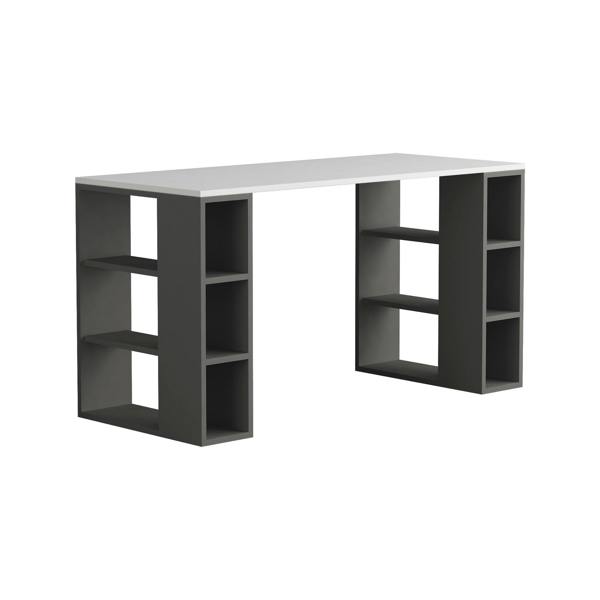 Decortie Colmar Modern Desk with Integrated 6-Shelf Bookshelf Storage Width 140cm