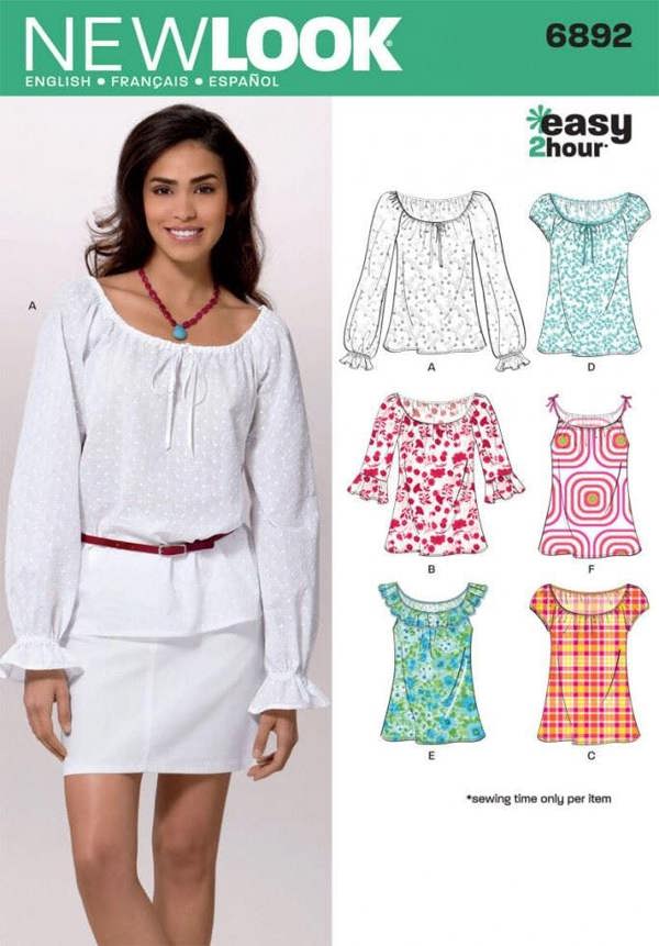 New Look Sewing Pattern 6892, Tops for Women, 6-8-10-12-14-16 - Easy