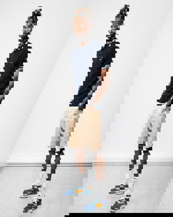 BOSS Green Paddy Mens Cotton-Piqué Polo Shirt with Contrast Logo - Dark Blue 402