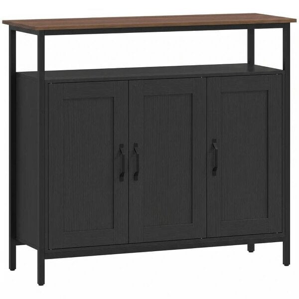 Industrial Kitchen Sideboard with Open Shelf, 2 Cabinets, Adjustable Shelves for Living Room, Dining Room, Black